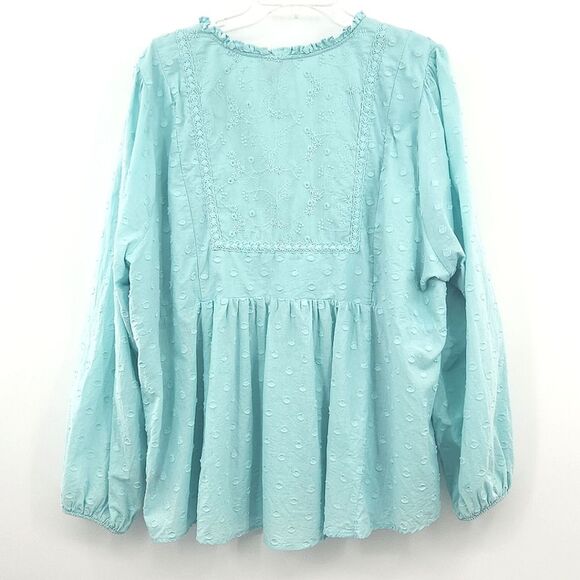 Torrid Babydoll Top Womens Size 4X Clip Dot Eyelet Cottagecore Peasant Prairie - Picture 2 of 10